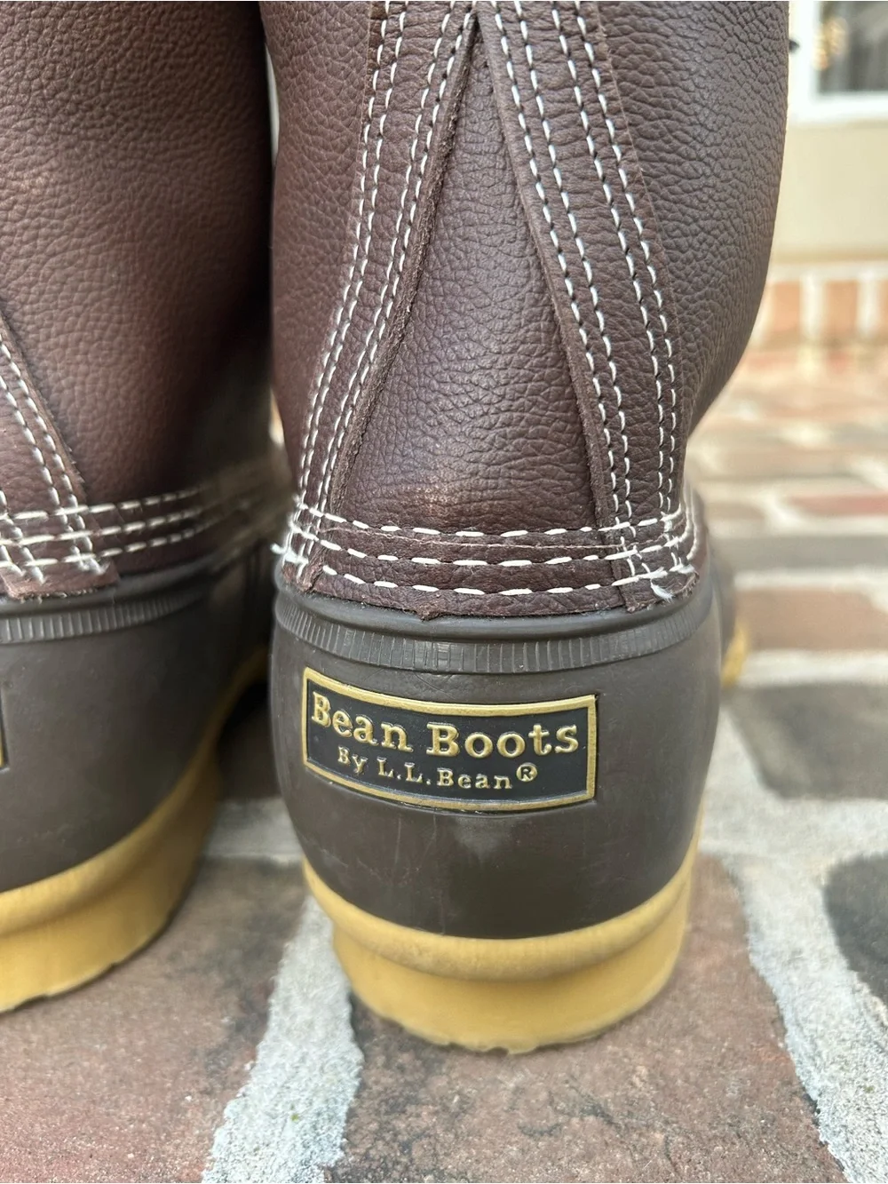 LL Bean 10” Brown Leather Lace-Up Duck Boots Shearling Lined Mens 13 Wide